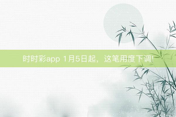 时时彩app 1月5日起,这笔用度下调!