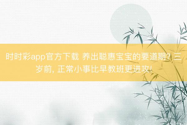 时时彩app官方下载 养出聪惠宝宝的要道期? 三岁前， 正常小事比早教班更进攻!